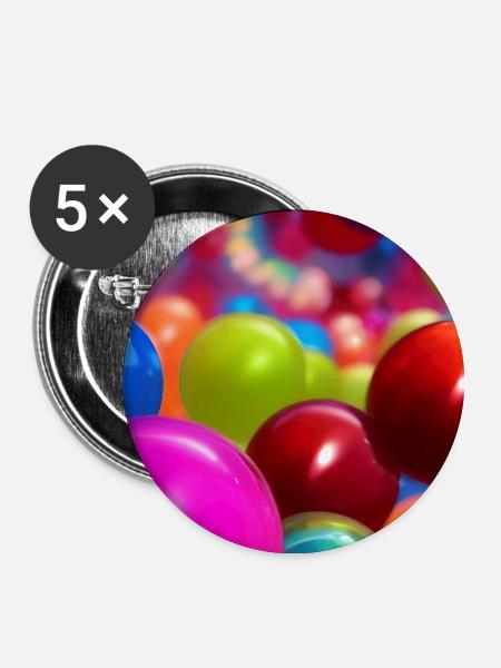 Bunte Bälle - Buttons groß 56 mm (5er Pack) - Weiß