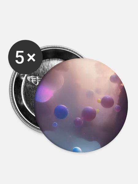 Bunte Blasen - Buttons groß 56 mm (5er Pack) - Weiß