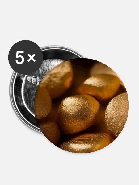 Gold Stücke - Buttons groß 56 mm (5er Pack) - Weiß