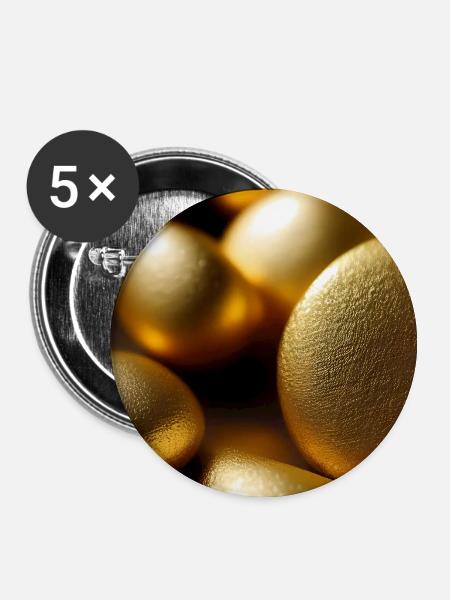 Gold Stücke - Buttons groß 56 mm (5er Pack) - Weiß