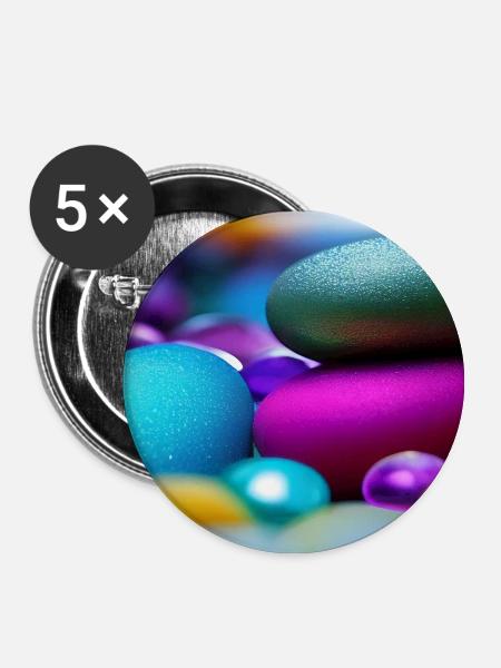 Bunte Steine - Buttons groß 56 mm (5er Pack) - Weiß