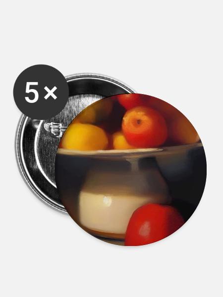 Früchte - Buttons groß 56 mm (5er Pack) - Weiß