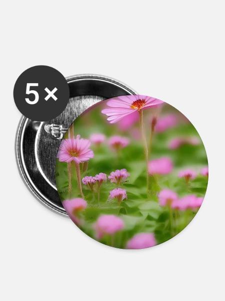 Blumen Kunst - Buttons groß 56 mm (5er Pack) - Weiß