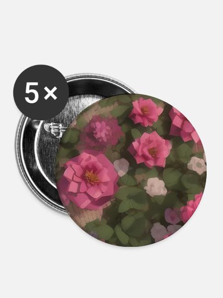 Blumen Kunst - Buttons groß 56 mm (5er Pack) - Weiß