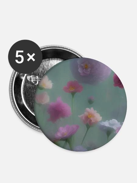 Blumen Kunst - Buttons groß 56 mm (5er Pack) - Weiß