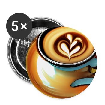 Coffee, coffee beans - Buttons large 2.2''/56 mm (5-pack) - white - Front