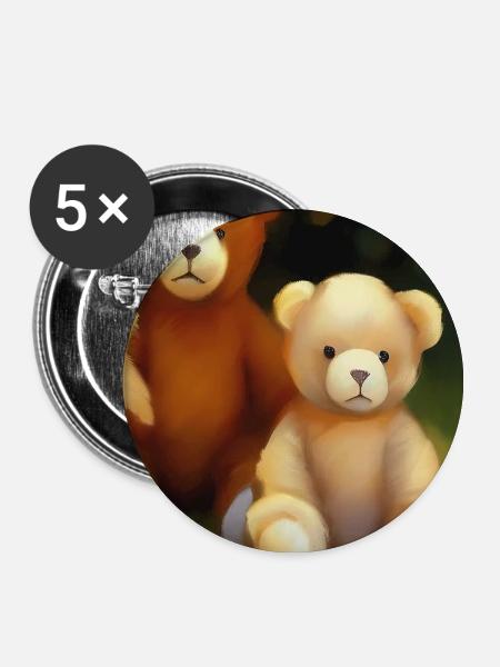 Teddybär - Buttons groß 56 mm (5er Pack) - Weiß