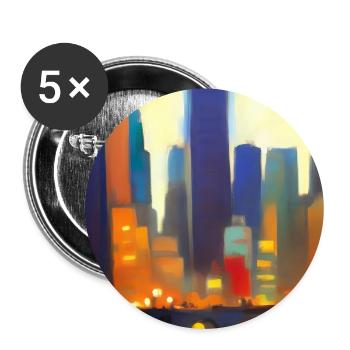 New York City Skyline - Buttons groß 56 mm (5er Pack) - Weiß - Vorne