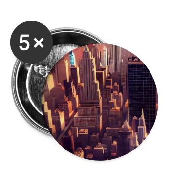 New York City Skyline - Buttons groß 56 mm (5er Pack) - Weiß - Vorne