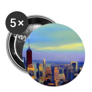 New York City Skyline - Buttons groß 56 mm (5er Pack) - Weiß - Vorne