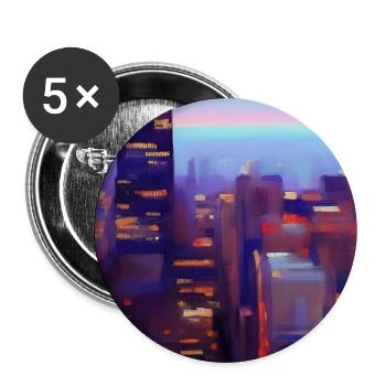 New York City Skyline - Buttons groß 56 mm (5er Pack) - Weiß - Vorne