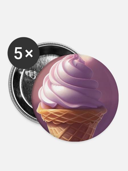 Eiscreme - Buttons groß 56 mm (5er Pack) - Weiß