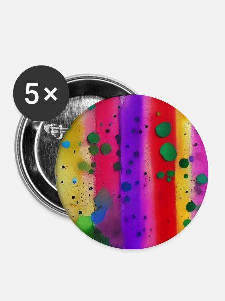 Farbspritzer und Linien - Buttons groß 56 mm (5er Pack) - Weiß