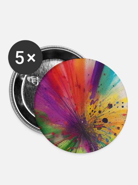 Farbklecks - Buttons groß 56 mm (5er Pack) - Weiß