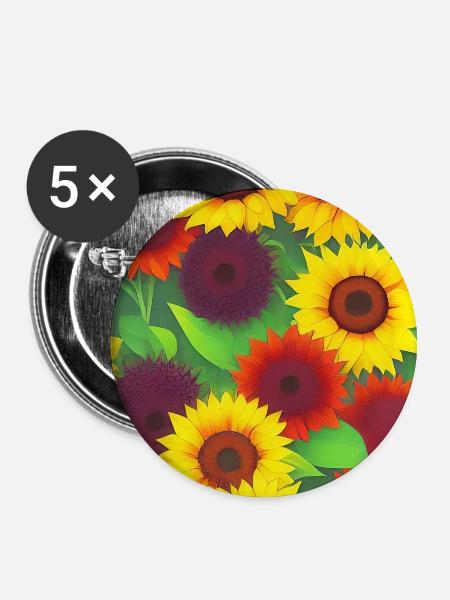 Sunflowers - Buttons large 2.2''/56 mm (5-pack) - white