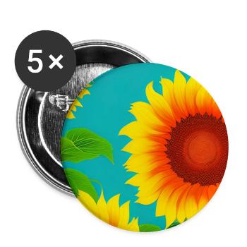 Sunflowers - Buttons large 2.2''/56 mm (5-pack) - white - Front