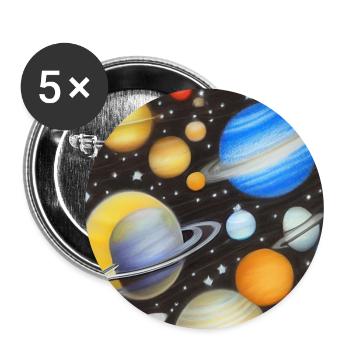 Espace et planètes - Lot de 5 grands badges (56 mm) - blanc - Devant