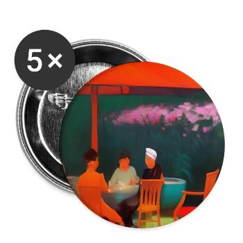 Asiatisches Cafe im Freien - Buttons groß 56 mm (5er Pack) - Weiß - Vorne