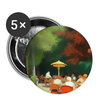 Asiatisches Cafe im Freien - Buttons groß 56 mm (5er Pack) - Weiß - Vorne