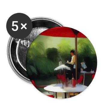 Asiatisches Cafe im Freien - Buttons groß 56 mm (5er Pack) - Weiß - Vorne