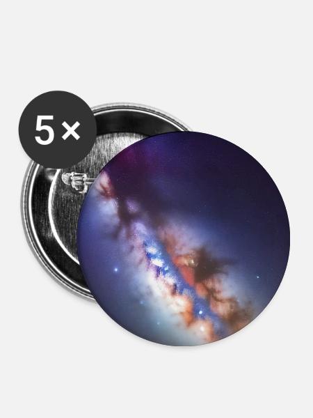 Weltall und Planeten - Buttons groß 56 mm (5er Pack) - Weiß