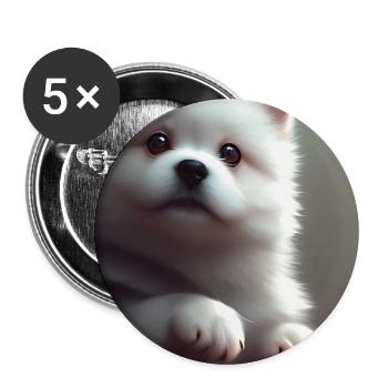 Hund - Buttons groß 56 mm (5er Pack) - Weiß - Vorne