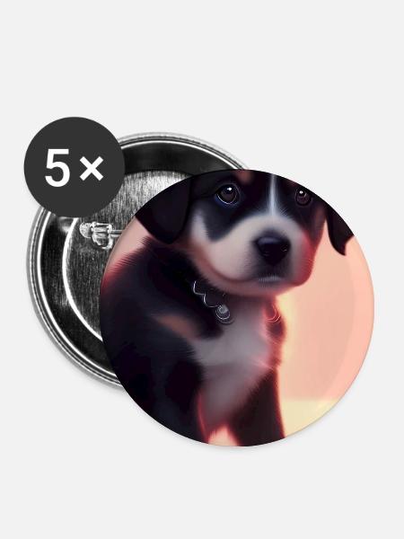 Baby Hund - Buttons groß 56 mm (5er Pack) - Weiß