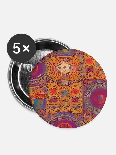 Retro Muster - Buttons groß 56 mm (5er Pack) - Weiß