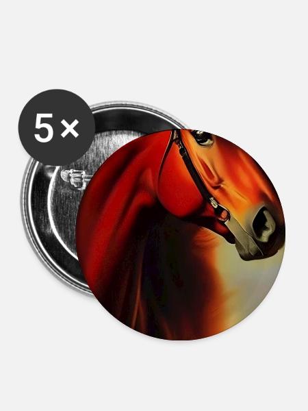 Pferdekopf Öl Malerei - Buttons groß 56 mm (5er Pack) - Weiß