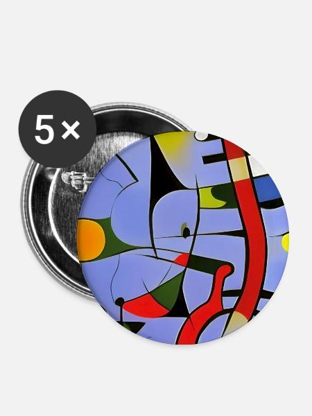 Abstrakte Kunst - Buttons groß 56 mm (5er Pack) - Weiß