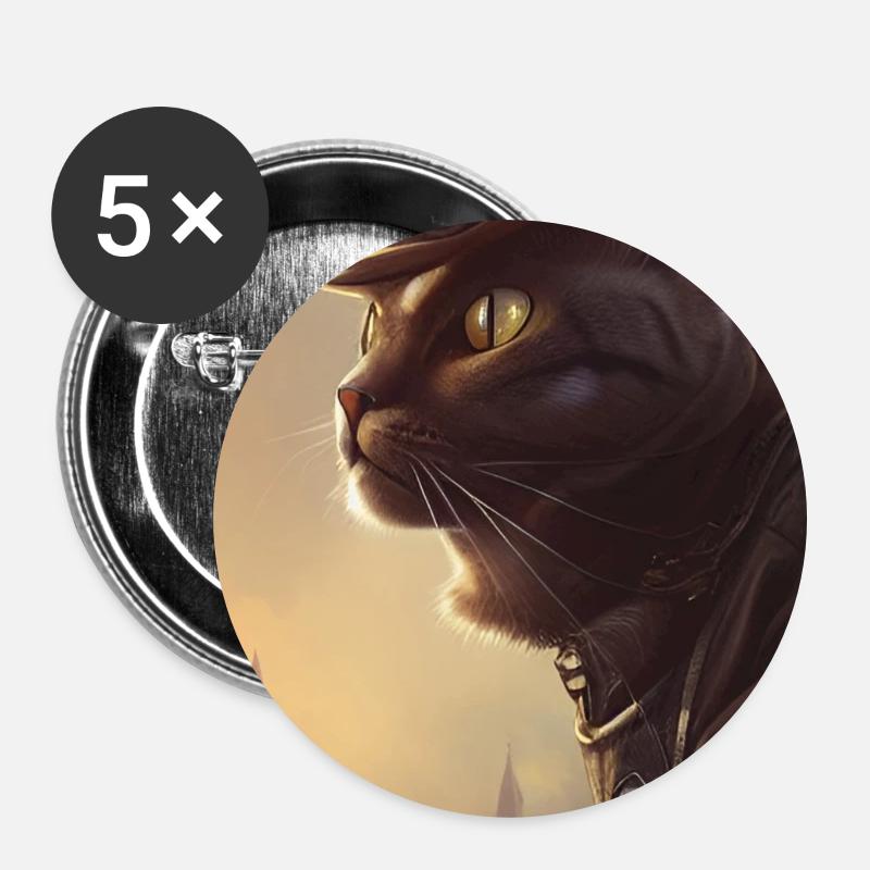 Mr cat - Buttons large 2.2''/56 mm (5-pack) - white