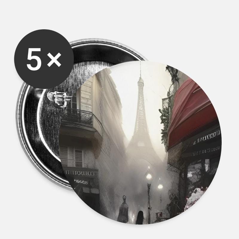Paris in the rain - Buttons large 2.2''/56 mm (5-pack) - white