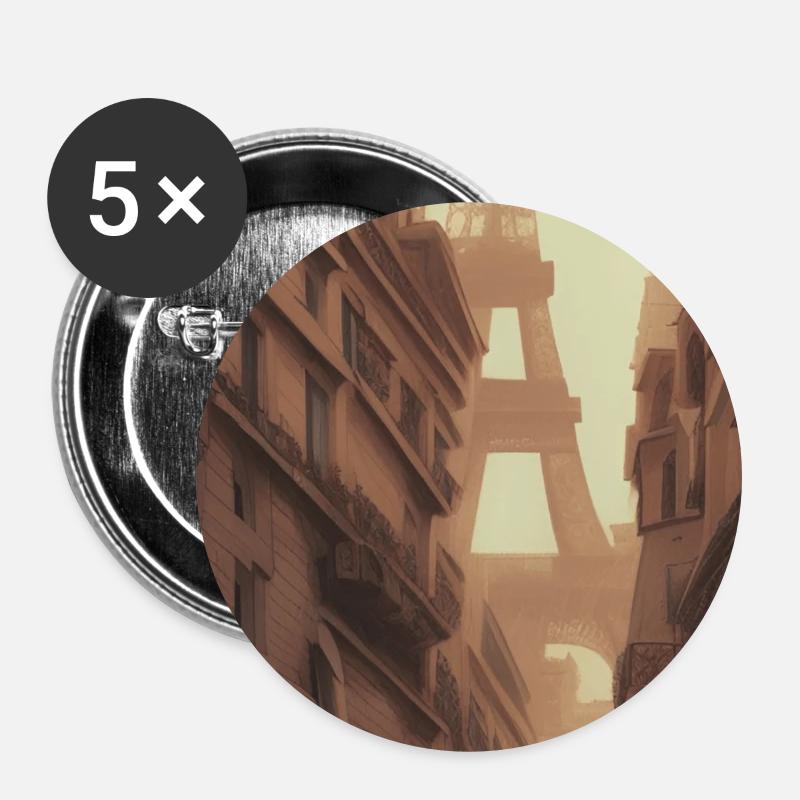 Rue de Paris - Buttons large 2.2''/56 mm (5-pack) - white
