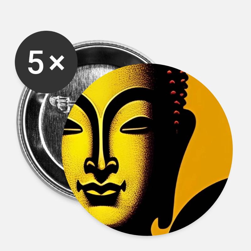 Golden buddha - Buttons large 2.2''/56 mm (5-pack) - white