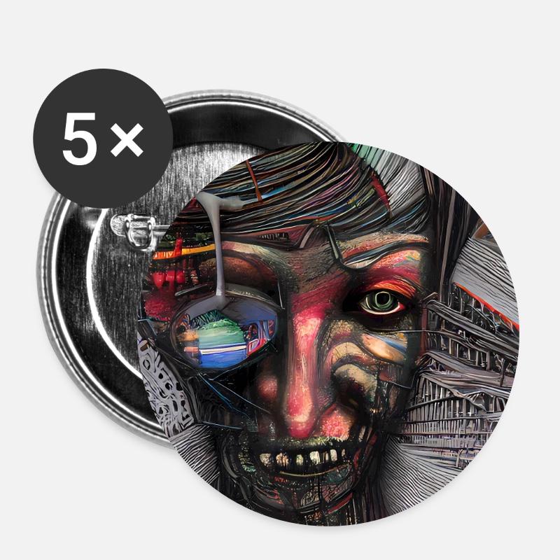 Abstrakte Kunst - Buttons groß 56 mm (5er Pack) - Weiß