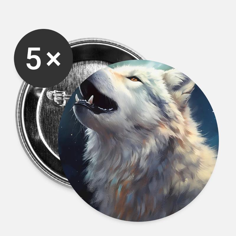 Howling white wolf - Buttons large 2.2''/56 mm (5-pack) - white