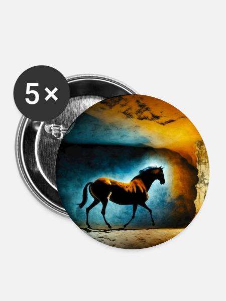 Prähistorisches Pferd 01 - Buttons groß 56 mm (5er Pack) - Weiß