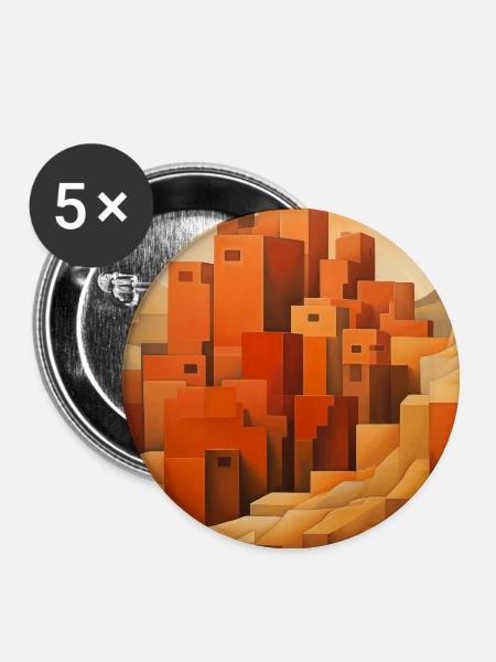 Wüstenlandschaft, Wüstendorf - Buttons groß 56 mm (5er Pack) - Weiß
