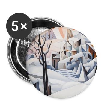 paysage enneigé dans un style géométrique - Lot de 5 grands badges (56 mm) - blanc - Devant