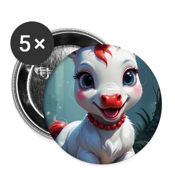 Cute Unicorn - Buttons large 2.2''/56 mm (5-pack) - white - Front