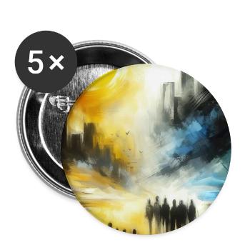 Paysage urbain double : transition abstraite entre le jour et la nuit - Lot de 5 grands badges (56 mm) - blanc - Devant