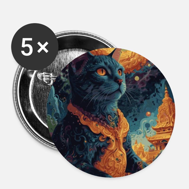 black Buddha1 - Buttons groß 56 mm (5er Pack) - Weiß