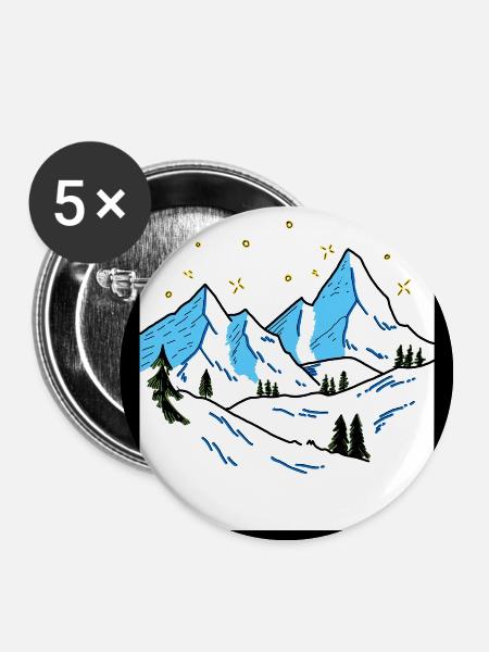 Berglandschaft im Sonnenlicht - Buttons groß 56 mm (5er Pack) - Weiß