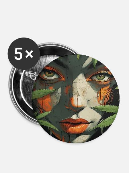 Blattgesicht im Dschungellicht - Buttons groß 56 mm (5er Pack) - Weiß