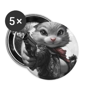 Actionhäschen im Lederjacke - Buttons groß 56 mm (5er Pack) - Weiß - Vorne