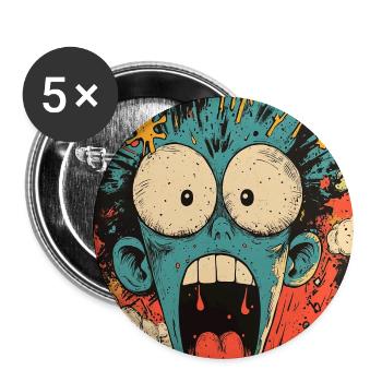 Blue Monster in the Chaos Tornado - Buttons large 2.2''/56 mm (5-pack) - white - Front