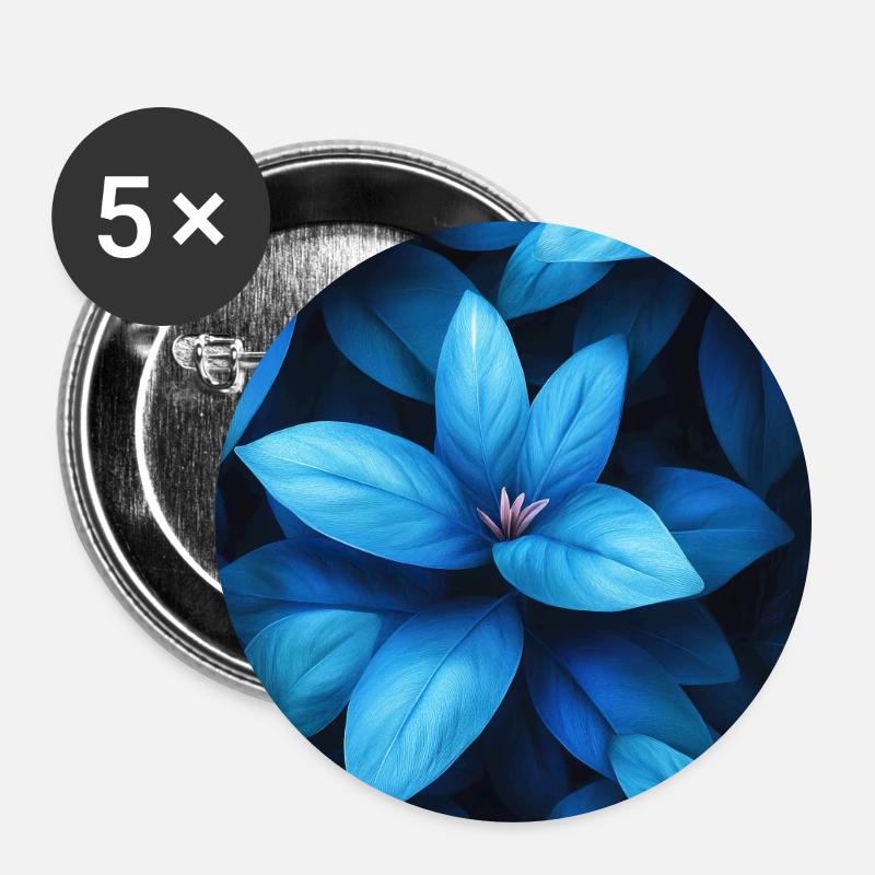 Cobalt Blue Leaf Weave - Buttons large 2.2''/56 mm (5-pack) - white