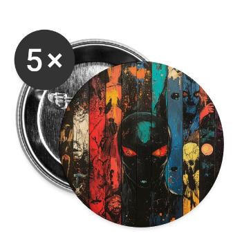 Farbige Schädel-Panel-Kunst - Buttons groß 56 mm (5er Pack) - Weiß - Vorne