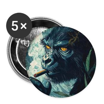 Dschungelgorilla mit Zigarettenrauch - Buttons groß 56 mm (5er Pack) - Weiß - Vorne