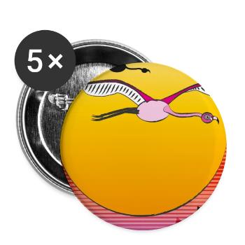 Fliegende Flamingos im Sonnenuntergang - Buttons groß 56 mm (5er Pack) - Weiß - Vorne